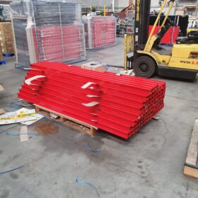 Custom colour Traffic Red ZONE posts packed