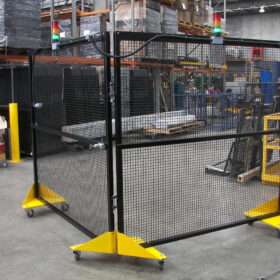 Mobile movable guarding fence panels on wheels