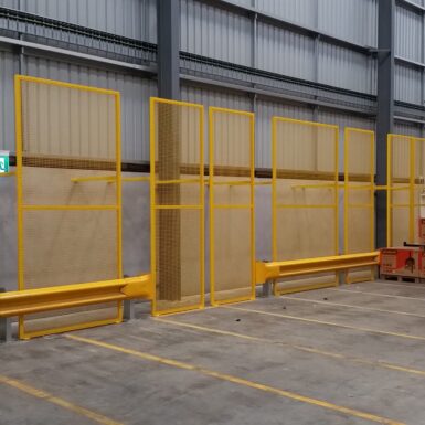 Walkway barrier mesh guarding stock side view 3