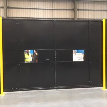4m Cantilever door on welding cell with view windows